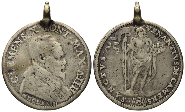 STATO PONTIFICIO. Roma. Clemente X (1670 - 1676). Giulio 1673 "San Venanzio". Ag (3,24g; 25,59 mm).  - Asta Monete e medaglie medievali e moderne italiane ed estere - Bertolami Fine Art - Casa d'Aste