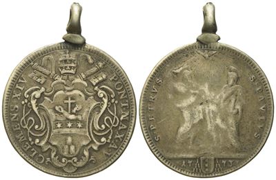 Stato Pontificio. Roma. Clemente XIV (1769 - 1775). Testone 1773. Ag (8,26 G; 30,73 MM).