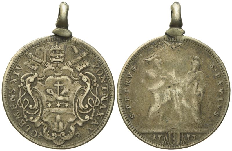Stato Pontificio. Roma. Clemente XIV (1769 - 1775). Testone 1773. Ag (8,26 G; 30,73 MM).