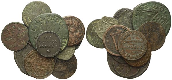 STATO PONTIFICIO. ROMA. Lotto di 13 monete. Epoche, nominali e conservazioni varie. Ae