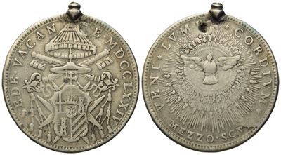 Stato Pontificio. Roma. Sede Vacante 1774. Mezzo Scudo 1774. Ag (13,06 G; 34,64 MM).