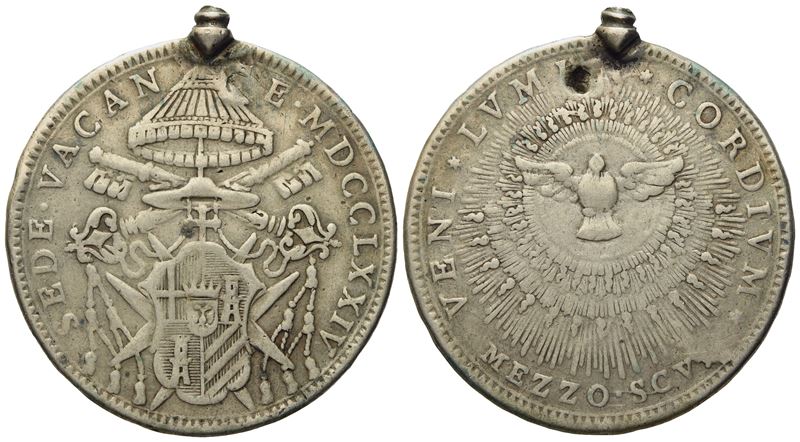 Stato Pontificio. Roma. Sede Vacante 1774. Mezzo Scudo 1774. Ag (13,06 G; 34,64 MM).