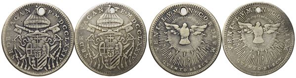 STATO PONTIFICIO. Roma. Sede Vacante 1774. Lotto di n. 2 da doppio giulio, quinto di scudo 1774. Ag (4,82 g; 25,49 mm) (5,04 g; 25,61 mm)