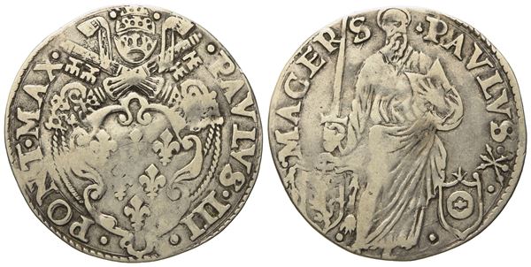 STATO PONTIFICIO. Macerata. Paolo III (1534 - 1549). Giulio "San Paolo". Ag (2,86 g; 27,37 mm).