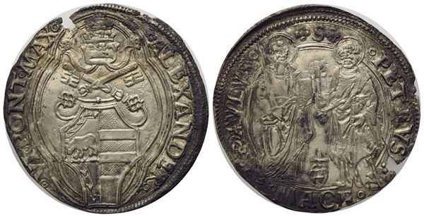 STATO PONTIFICIO. Macerata. Alessandro VI (1492 - 1503). Grosso. Ag (3,11 g; 28,03 mm).  - Auction Modern Coins - Bertolami Fine Art - Casa d'Aste