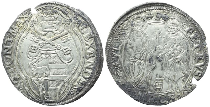 Stato Pontificio. Macerata. Alessandro Vi (1492 - 1503). Grosso. Ag (3,11 G; 28,03 MM).