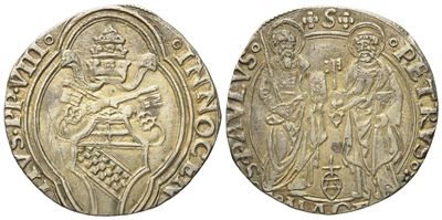 Stato Pontificio. Macerata. Innocenzo VIII (1484 - 1492). Grosso. Ag (2,86 G; 24,99 MM).