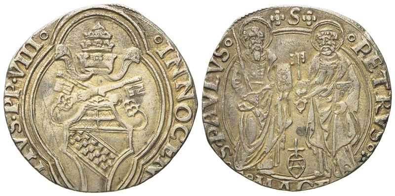 Stato Pontificio. Macerata. Innocenzo VIII (1484 - 1492). Grosso. Ag (2,86 G; 24,99 MM).