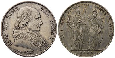Stato Pontificio. Roma. Pio VIII (1829 - 1830). Scudo 1830. Ag (26,32 G; 37,68 MM).