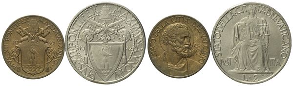 VATICANO. Pio XII (1939-1958). 5 centesimi 1939 - 2 lire 1942. Lotto di 2 monete. FDC