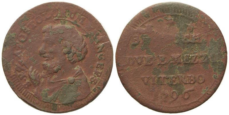 Stato Pontificio. Viterbo. Pio Vi (1775 - 1799). 2 Baiocchi e Mezzo 1796. Cu (16,41 G; 30,39 MM)....