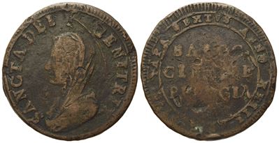 Stato Pontificio. Perugia. Pio Vi (1775 - 1799). 5 Baiocchi 1797 "baioc.". Cu (17 G; 30,70 MM).