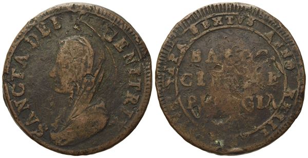 STATO PONTIFICIO. Perugia. Pio VI (1775 - 1799). 5 baiocchi 1797 "BAIOC.".  Cu (17 g; 30,70 mm).  - Asta Monete e medaglie medievali e moderne italiane ed estere - Bertolami Fine Art - Casa d'Aste