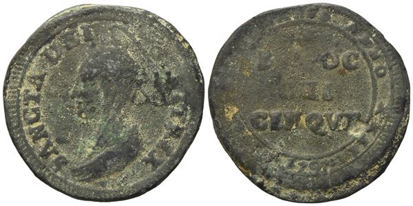 STATO PONTIFICIO. Roma. Pio VI (1775 - 1799). 5 baiocchi 1797.  Cu (14,78 g; 32,29 mm).