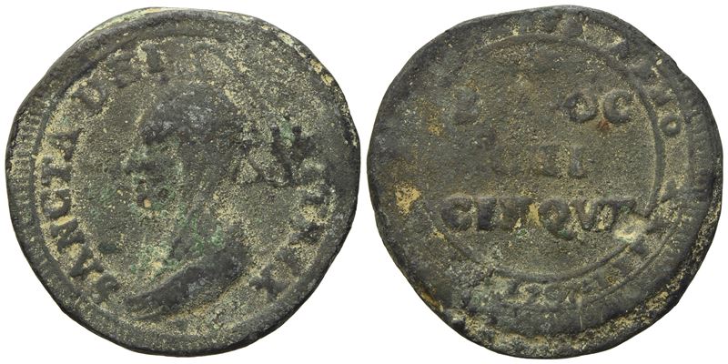 Stato Pontificio. Roma. Pio Vi (1775 - 1799). 5 Baiocchi 1797. Cu (14,78 G; 32,29 MM).