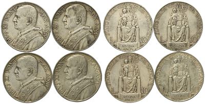Vaticano. Pio XI (1929-1938). 10 Lire 1935, 1936, 1937, 1932. Ag. Bb+. Lotto di 4 Esemplari.