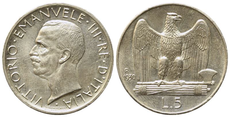 Regno D'italia. Vittorio Emanuele III (1900-1943). 5 Lire 1930. Ag; 5gr