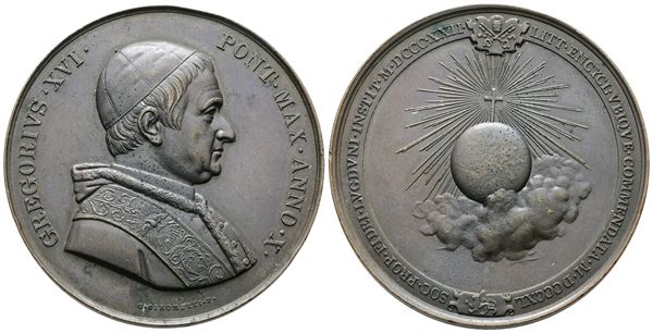 STATO PONTIFICIO. Gregorio XVI (1831-1846). Medaglia, anno X. Opus: G. Girometti. Boccia 124; Patr. 65; Martini 1242. AE. 51.50 mm. Colpetto