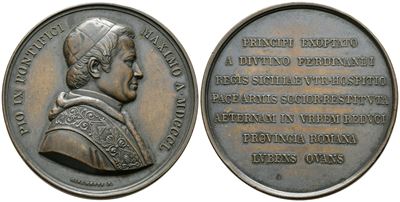 Stato Pontificio. Pio IX (1846-1878). Medaglia 1850 per il Ritorno del Papa a Roma Ae (g.108 - Ø ...