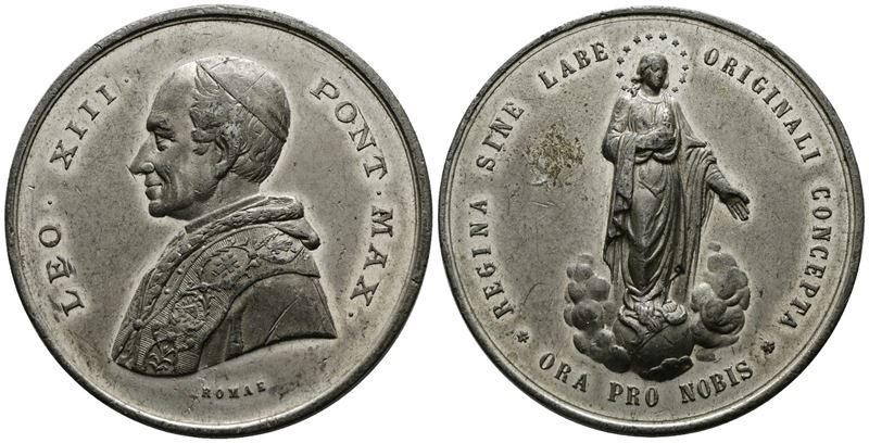 ROMA. Leone XIII (1878-1903). Medaglia Immacolata Concezione - Metallo bianco (g 45,50 - Ø 46 mm)...