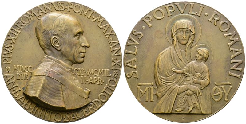 Vaticano. Pio XII (1939-1958) Medaglia 1949 a Ricordo del 50° Anno di Sacerdozio - Opus: Mistruzz...