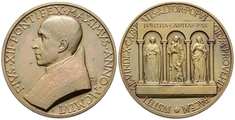 Vaticano. Pio XII (1939-1958). Medaglia Straordinaria 1956 80° Compleanno del Pontefice. Ae. G. 3...