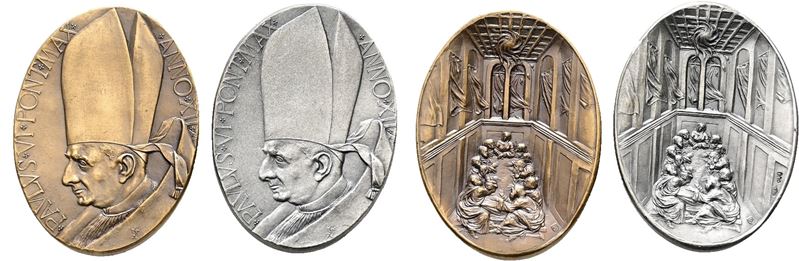 Vaticano. Paolo Vi (1963-1978). Coppia di Medaglie Annuali Anno XII 1974 in Argento (40,22gr) e B...