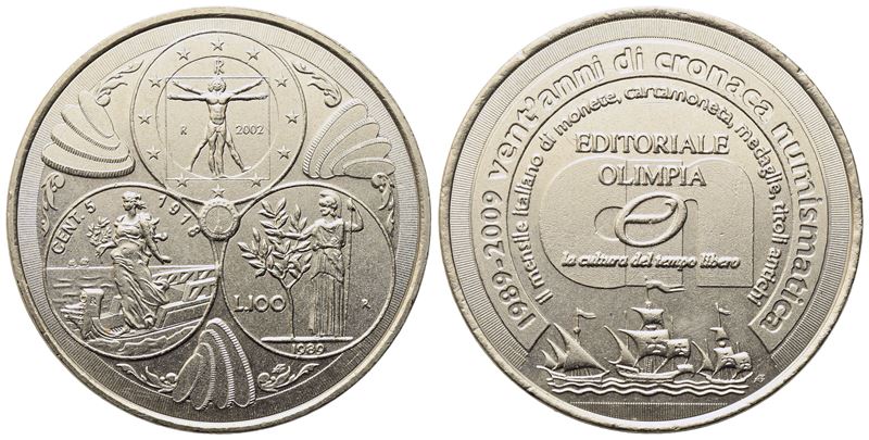 ITALIA. Medaglia ventennale cronaca numismatica (1989-2009). Ag (12,13 g; 30,42 mm)