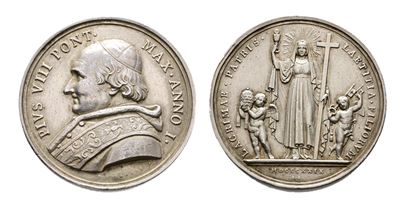 Stato Pontificio. Pio VIII (1829-1830). Medaglia 1829 Elezione al Pontificato. Ag 33,26g. 43,0mm....