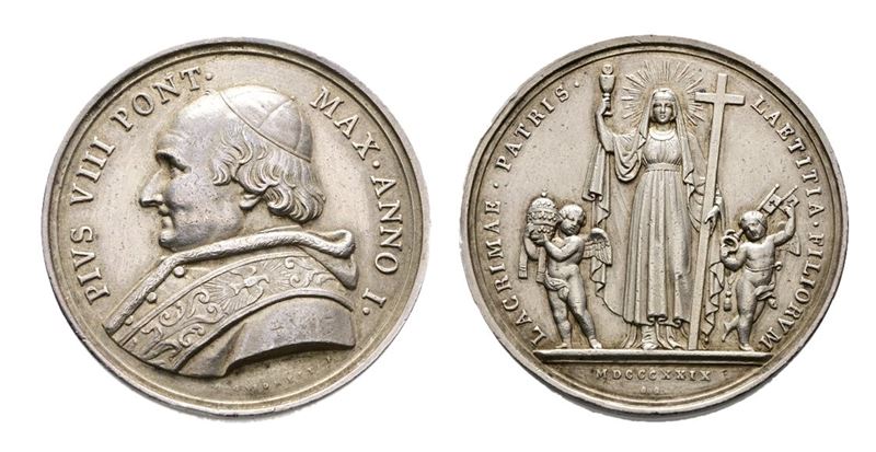 Stato Pontificio. Pio VIII (1829-1830). Medaglia 1829 Elezione al Pontificato. Ag 33,26g. 43,0mm....