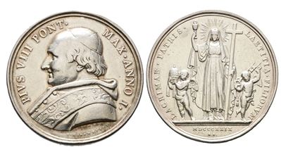 Stato Pontificio. Pio VIII (1829-1830). Medaglia 1829 Elezione al Pontificato. Ag 33,26g. 43,0mm....
