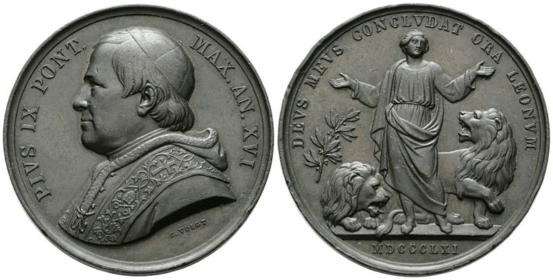 Stato Pontificio. Pio IX (1846-1878) Medaglia Anno XVI - Contro i Nemici dello Stato Pontificio. ...