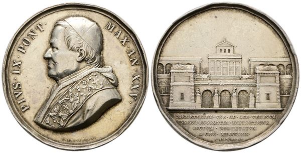 STATO PONTIFICIO. PIO IX (1846-1878). Medaglia 1870 a. XXV. Verano. opus G. Bianchi. Ag. 33,59gr. 43,8mm Bart.E 870. Colpi. Rara