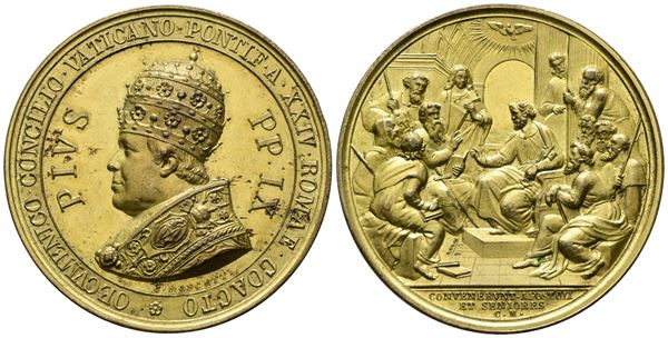 STATO PONTIFICIO. PIO IX (1846-1878). Medaglia 1869 straordinaria Concilio Ecumenico Vaticano I. AE dorato. 43 mm