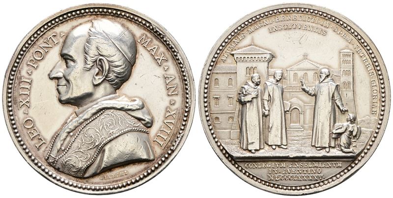 Roma. Leone XIII (1878-1903). Medaglia 1895 A. XVIII Opus F. Bianchi. Ag Gr. 35,55 MM 43,5. Bart....