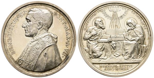 ROMA. Benedetto XV (1914-1922). Medaglia dottori delle sacre scritture 1921 Rome Opus: Mistruzzi, Ø 44 mm. Bartolotti E 921. 36.51 g.