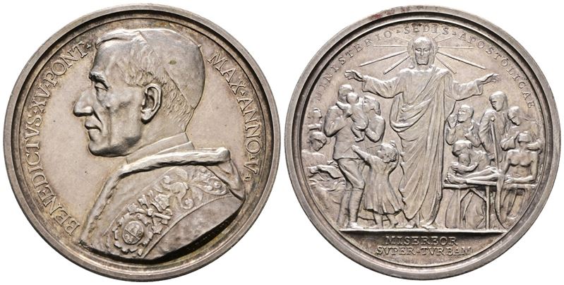 Roma. Benedetto XV (1914-1922). Medaglia 1919 Sede Apostolica A. V - Opus: Romagnoli Ag (g 36,68)...