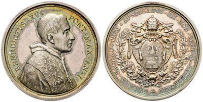 Roma. Benedetto XV (1914-1922). Medaglia 1914 Annuale, A. I. Bart.e. 915. Ag.44.00mm Inc. Bianchi...