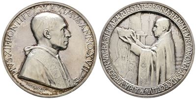 VATICANO, Medaglia Anno XVII 'Chiusura anno Mariano' di Pio XII (1939-1958), argento, 38.66 gr, Ø...