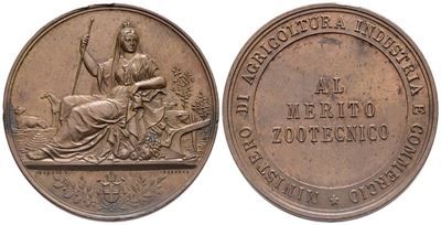 Regno D'italia. Medaglia - al Merito Zootecnico. XX Sec. Ae (30,69 G; 40,62 MM). Fdc