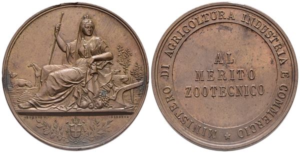 REGNO D'ITALIA. Medaglia - Al merito zootecnico. XX sec. Ae (30,69 g; 40,62 mm). FDC 