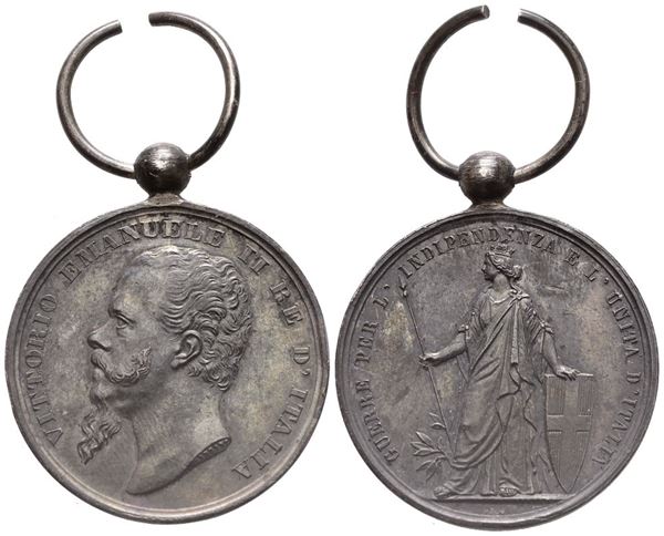 REGNO D'ITALIA. Vittorio Emanuele II (1861-1878). Medaglia guerre per l'indipendenza e l'unità di Italia. Ag (16,72 g; 31,83 mm). SPL 