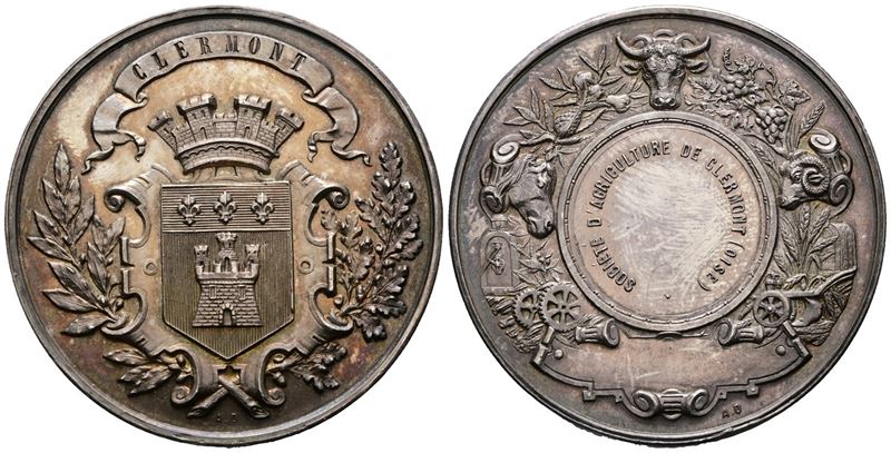 FRANCIA. Medaglia Societe' d'agricolture de Clermont. Ag, 46.88gr. 44mm