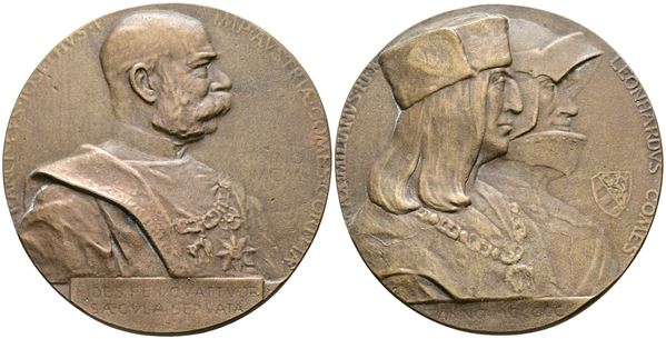 AUSTRIA. Medaglia Francesco Giuseppe per i 400 anni di annessione di Gorizia AE 59mm. 96,13gr.