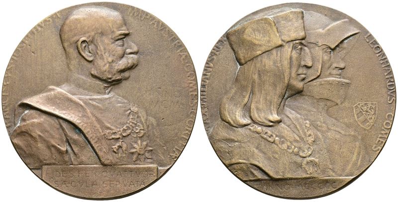 Austria. Medaglia Francesco Giuseppe per i 400 Anni di Annessione di Gorizia Ae 59mm. 96,13gr.
