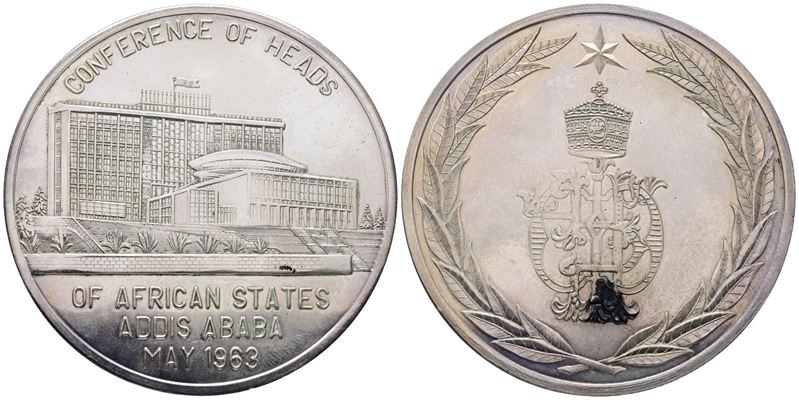 ETIOPIA. Medaglia per la conferenza del 1963 dei capi di stato africani ad Addis Abeba. Ag; 100gr...