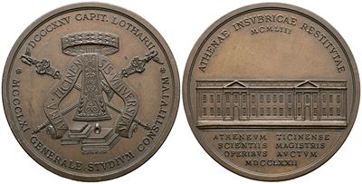 Medaglia commemorativa per il 180° anniversario del Palazzo dell'Università di Pavia, 1953, AE, 5...