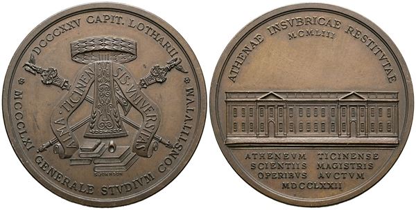 PAVIA. Medaglia 1953 per il 180° anniversario del Palazzo dell' Università di Pavia. AE.53mm