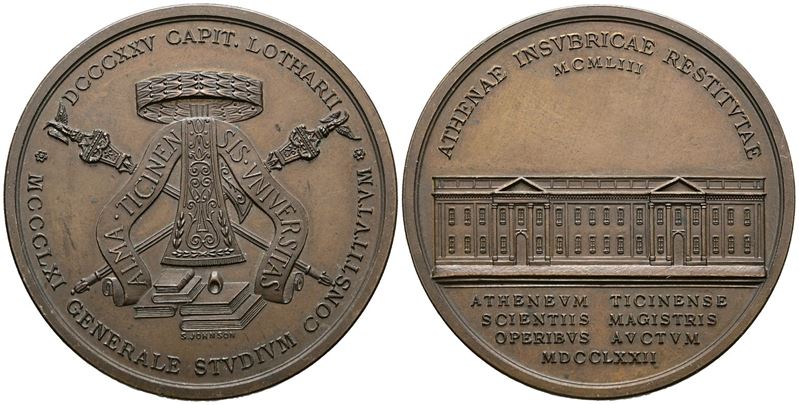 Pavia. Medaglia 1953 per il 180° Anniversario del Palazzo Dell' Università di Pavia. Ae.53mm