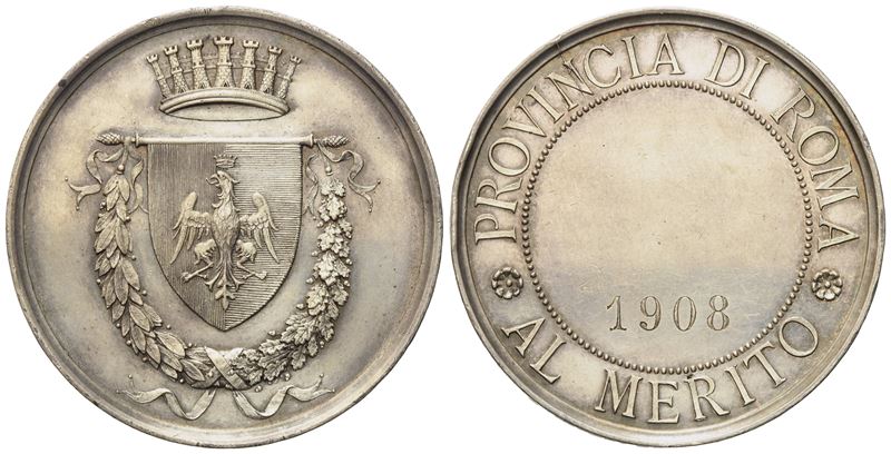 Roma. Medaglia al Merito - Provincia di Roma. Ag (27,93 G; 40,50 MM)